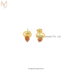 925 Silver Yellow Gold Plated Sun Stone Studs Earring | Custom Jewelry  Manufacturer | Maroth Jewels