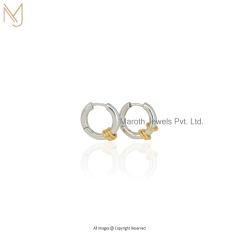 925 Silver Natural Silver Plated Yellow Gold Huggise Hoop Earring Jewelry| Wholesale Jewelry Manufacturer | Maroth Jewels