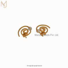 925 Silver Natural Silver Satin finish Ball Ecodeco Spiral Pierce Earring Jewelry| USA Jewelry Manufacturer | Maroth Jewels