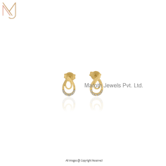 925 Sterling Silver Yellow Gold Plated White Cubic Zircon Earring  Jewelry| Custom Jewelry Manufacturer | Maroth Jewels