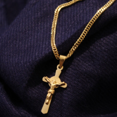 925 Silver Yellow Gold plated Delicate cross Necklace Jewelry Manufacturer