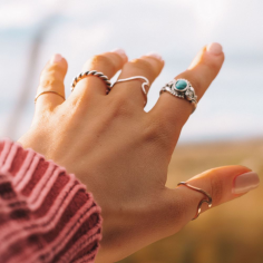 925 Sterling Silver White Gold plated turquoise antique design Ring manufacturer