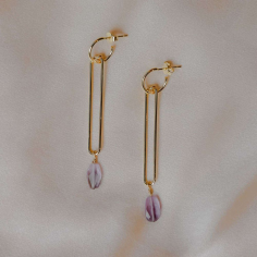 925 Silver Yellow Gold Natural Amethyst Delicate Drop earring manufacturer