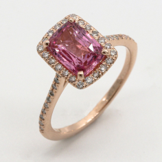 14k Yellow Gold Diamond Pink Sapphire Delicate Engagement Ring Jewelry