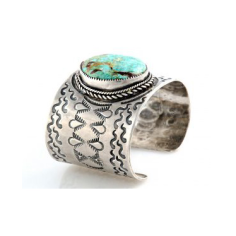 925 Silver Antique Style Cuff With Tibetan Turquoise Bracelets Jewelry