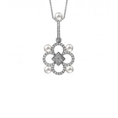 18kt White Gold Pendent Made With Pearls And Diamonds jewelry