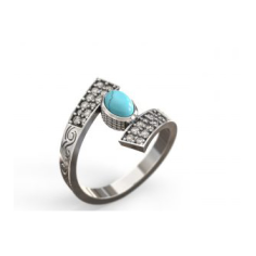 925 Sterling Silve Turquoise And Zircon Gemstone Made ring Jewelry