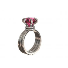 925 Sterling Silver Loveable Ethnic With Pink Spinel Gemstone Ring Jewelry