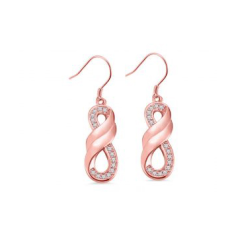 925 Sterling Silver Beautiful Rose Gold With Diamonds Wire Hook Earring Jewelry