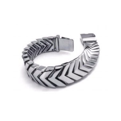 925 Sterling Silver White Gold Plated Band Bracelet For Men Jewelry