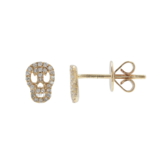 Halloween gift Gemstone Over Gold vermeil skull stud earrings Supplier