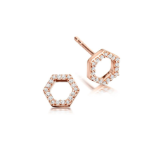 925 sterling cubic zirconia gemstone hexagon design stud earrings Supplier