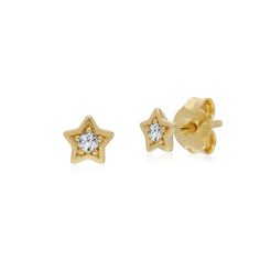 Solitaire cubic zirconia gemstone star stud earrings solid sterling Supplier