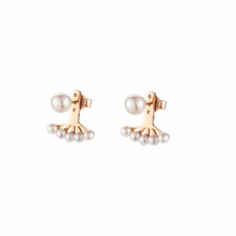 Gold plated cream color cubic zirconia jacket earrings handmade Jewelry Supplier