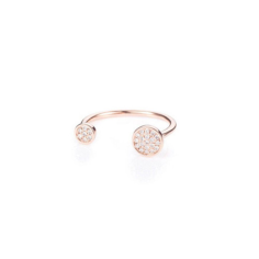925 Silver Gold Plated cubic zirconia minimalist round two disc ring Supplier