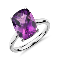 925 sterling Beautiful natural amethyst ring in cushion checkerboard Supplier