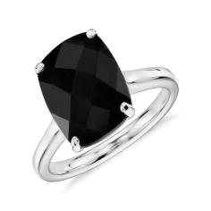 Silver Beautiful natural black spinel ring in cushion checkerboard Manufacturer