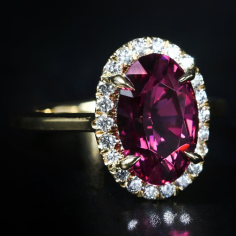 Wholesale 925 sterling Natural rhodolite with natural white zircon halo ring