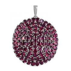 925 Silver Natural glass filled ruby cluster pendant Chain Manufacturers