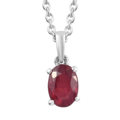 Natural glass filled ruby oval pendant without chain in 925 Manufacturers