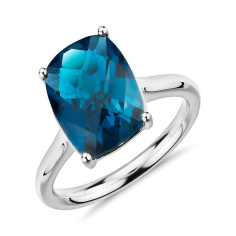 Beautiful natural london blue topaz ring in cushion checkerboard Manufacturers