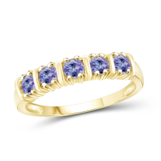 A Tanzanite 5 stone ring in 925 sterling silver rose gold and gold  Manufacturer