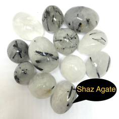 Natural Black Rutilated Crystal Tumbled Stones: Black Rutile Tumble Manufacturer