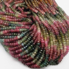 AA quality multi color faceted rondelle beads natural tourmaline beads Supplier