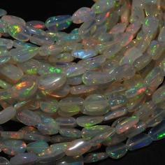 Wholesale Natural Ethiopian Opal 8 Inches Smooth Multi-Color Flashy Fire Tumble