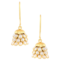 Efulgenz Indian Bollywood Gold Plated Crystal Pearl Style Leaf Jhumka Supplier