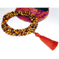 Healing Tiger Eye necklaces India 108 bead Gemstone Jap Mala ; Prayer Supplier