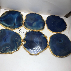 Top Seller Of Blue Agate Coasters Slices With Fine Polished Manufacturer