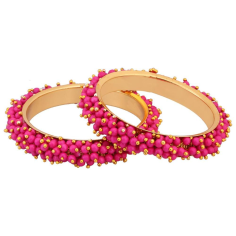 Indian Bollywood Fashion Jewelry Pink Color 14 K Gold Bracelet Bangle Mekar