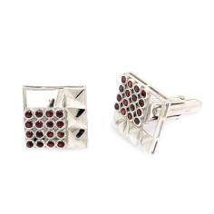 Wholesaler of sterling silver natural red garnet gemstone cuff links