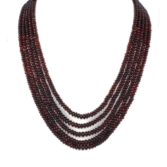 Wholesaler of 5 strands necklace smooth rondelle beads natural garnet