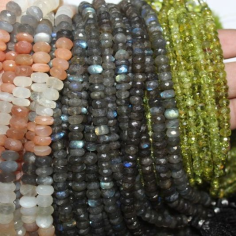 Wholesaler of diamond cut faceted rondelle beads natural gemstone beads