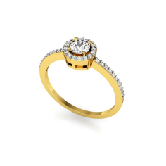 18K Solid Gold Solitaire Engagement & Wedding Pave Diamond Ring Manufacturer