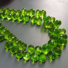 Peridot Green Hydro Quartz Micro Faceted Drops Manufacturer