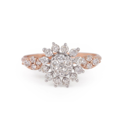 Natural Pave Diamond Real 14k Rose & White Gold Floral Ring Jewelry Solid Vender