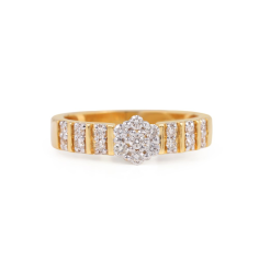 Natural Pave Diamond Real 14k Yellow Gold Engagement Floral Ring Jewelry Vender