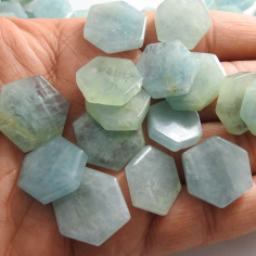 Wholesaler of Aquamarine Smooth Hexagon Shape Cabochon