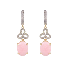 925 Silver Diamond Earrings Pink Opal Dangle Earrings Silver Earrings Exporter