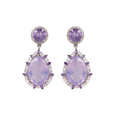 925 Silver Diamond Earrings Amethyst Designer Dangle Earrings Manufacturer