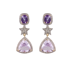 925 Silver Dangle Earrings Amethyst English Lock Dangle Earrings Manufacturer