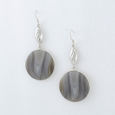 925 Sterling Silver Natural Agate Round Shape Bezel Set Earring Manufacturer