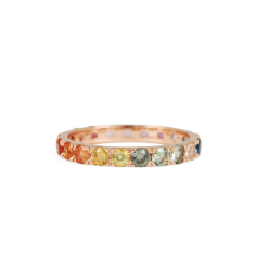 New Design Natural Round Shape Multi Sapphire Band Ring Made in Rings Supplier