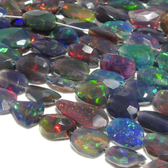 Natural Black Ethiopian Opal Faceted Multi Color Flashy Fire of Supplier