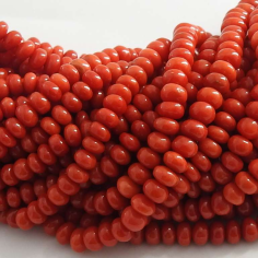 Red Coral Smooth Roundel Bead,Handmade,Loose Stone of Supplier