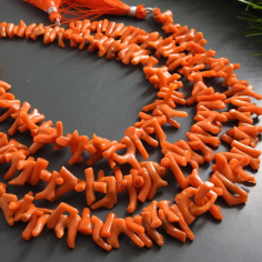 Orange Coral Polished Rough Stick,Branches,Loose Bead,Gemstone Maker