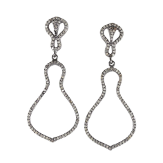 Christmas Gift Pave Diamond 925 Sterling Silver Wedding Dangle Earrings Supplier